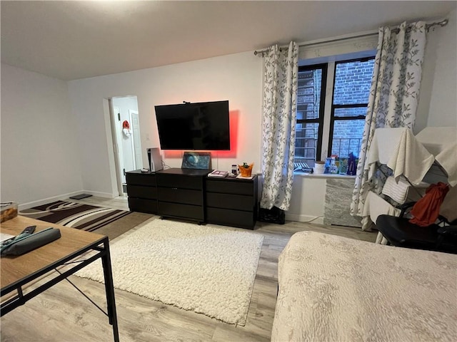 bedroom with wood-type flooring