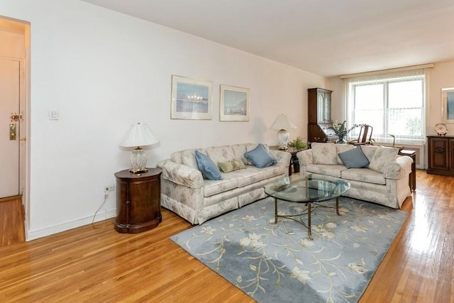 living room with hardwood / wood-style flooring