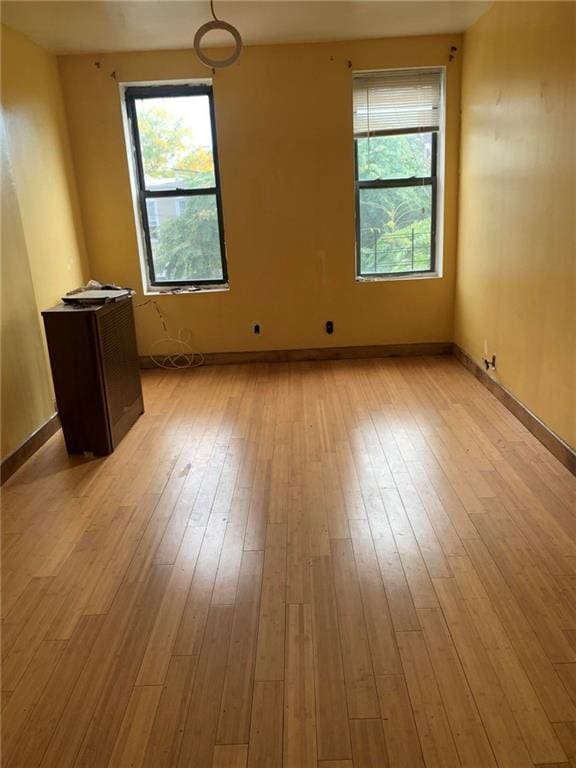 spare room with light hardwood / wood-style flooring