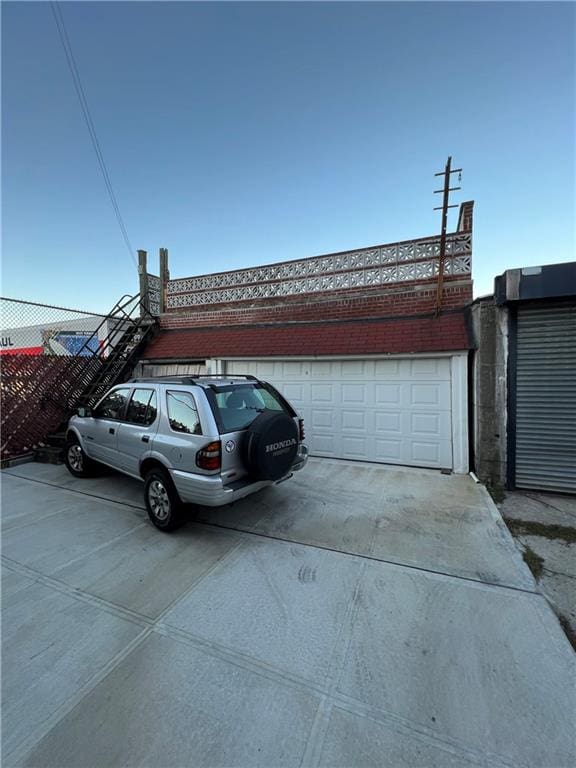 view of garage