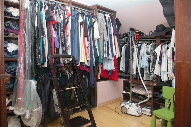 spacious closet with wood-type flooring