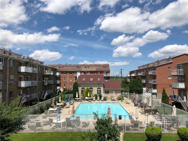 view of pool featuring a patio