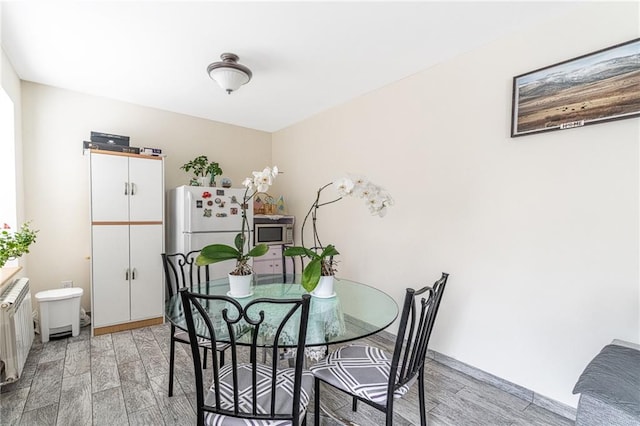 dining room with radiator heating unit