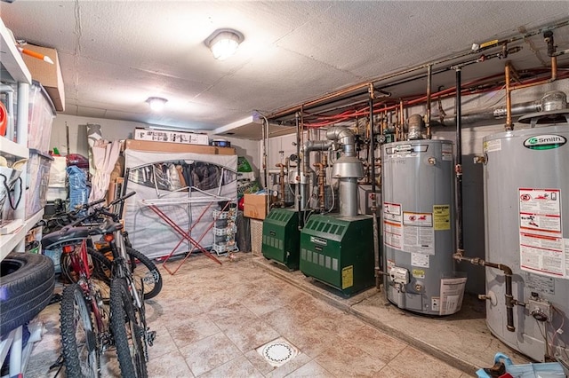 utility room featuring gas water heater