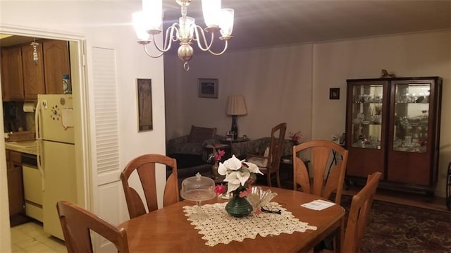 dining area with a chandelier