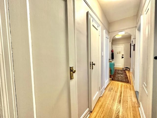 8020 4th Ave Unit D5, Brooklyn, NY 11209 - corridor with light wood finished floors and arched walkways