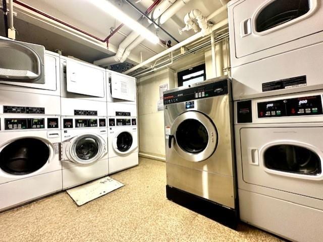 8020 4th Ave Unit D5, Brooklyn, NY 11209 - shared laundry featuring stacked washer / drying machine and washing machine and dryer