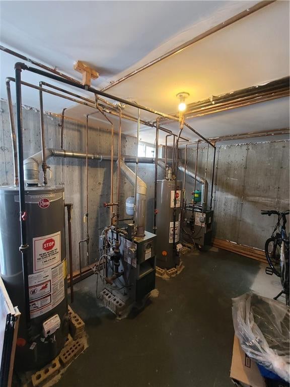 utility room featuring gas water heater