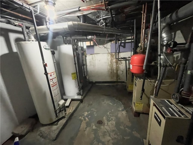 utility room with water heater