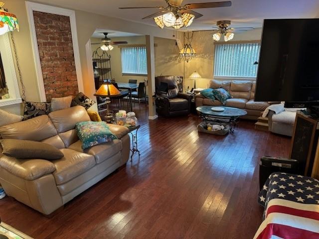 living room featuring dark hardwood / wood-style floors