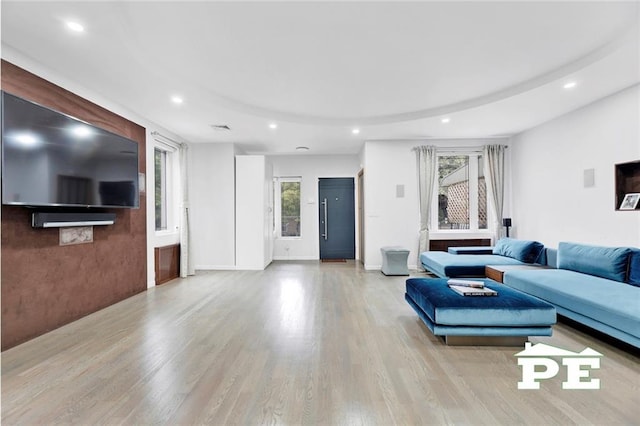 living room featuring light hardwood / wood-style floors