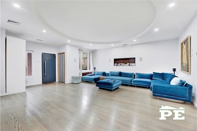 living room featuring light hardwood / wood-style flooring