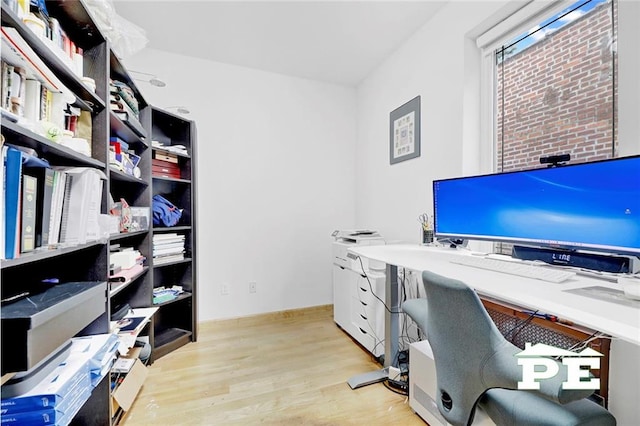 office space featuring light hardwood / wood-style flooring