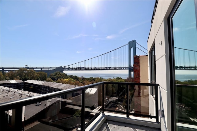 balcony with a water view