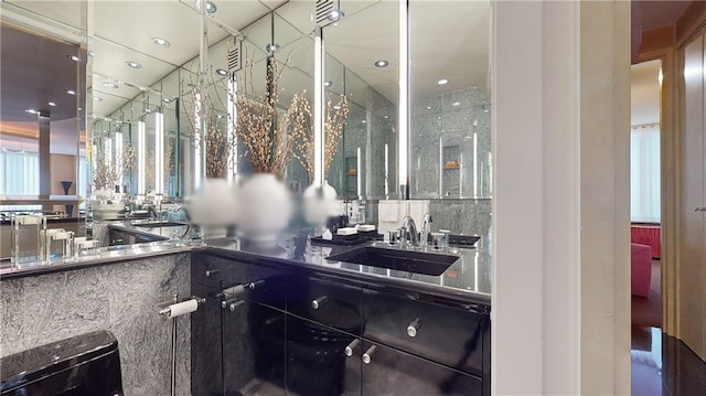 interior space featuring tasteful backsplash and sink