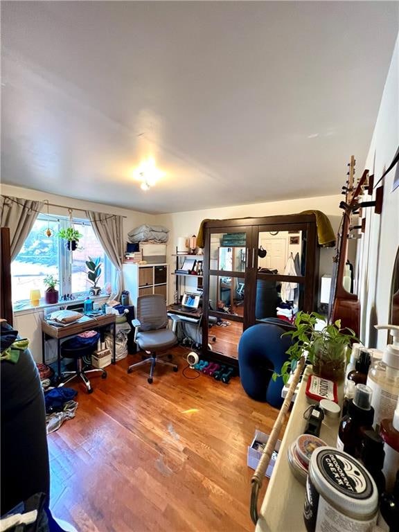 office area featuring hardwood / wood-style floors