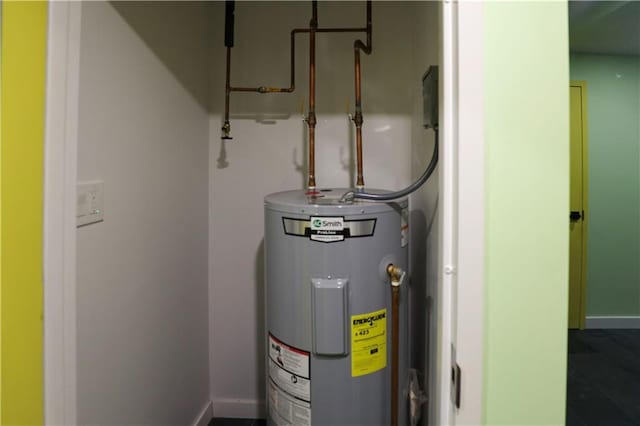 utility room featuring electric water heater