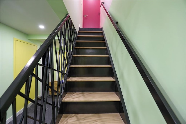 stairs with recessed lighting