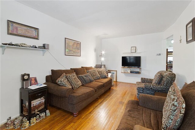 living room with hardwood / wood-style floors