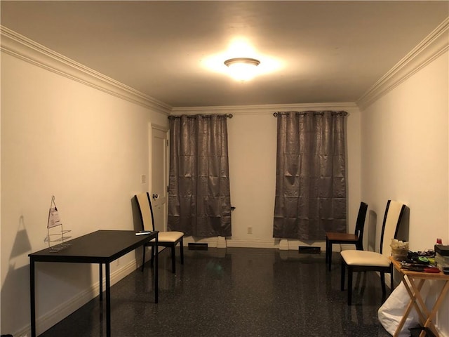 sitting room featuring crown molding