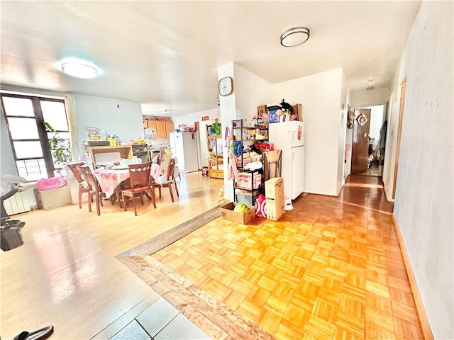 interior space featuring light parquet floors