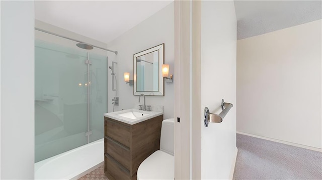 full bathroom featuring vanity, toilet, and shower / bath combination with glass door