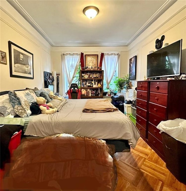 bedroom featuring ornamental molding