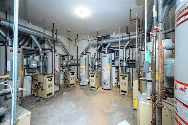 utility room featuring water heater