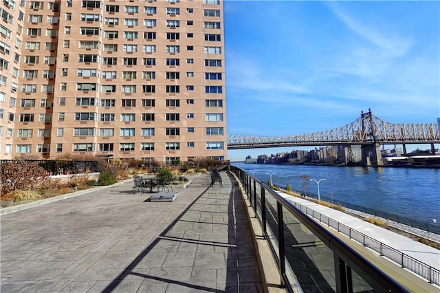 view of community featuring a water view