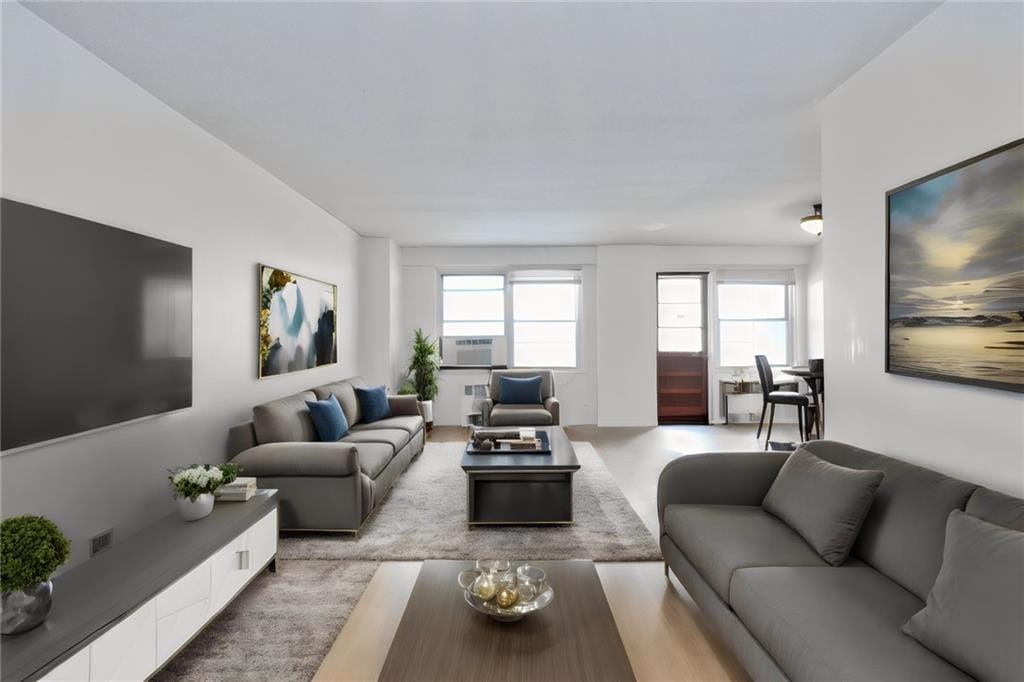 living room with cooling unit and radiator heating unit