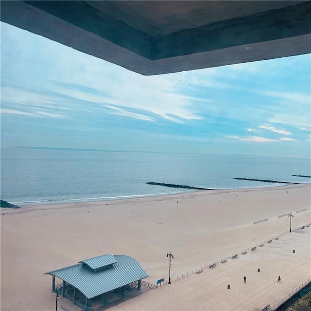 view of water feature featuring a beach view