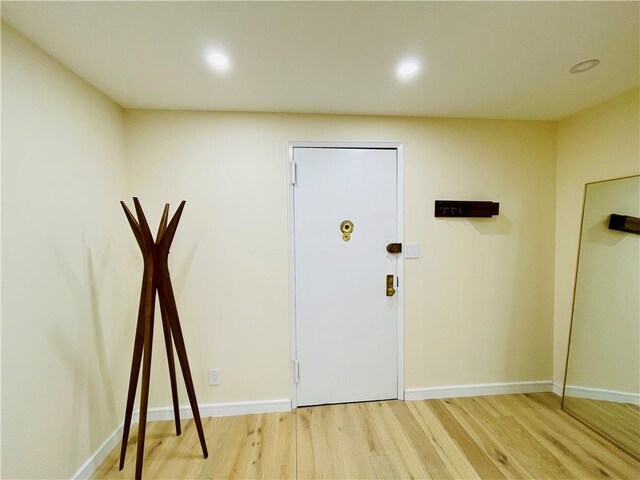 foyer with wood-type flooring