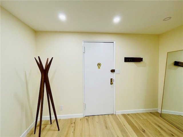 foyer entrance featuring wood-type flooring