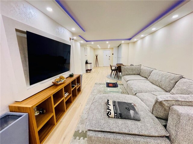 living room featuring light wood-type flooring