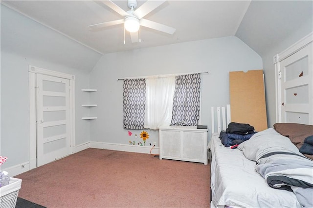 202 Watchogue Rd, Staten Island, NY 10314 - bedroom with vaulted ceiling, carpet flooring, and a ceiling fan