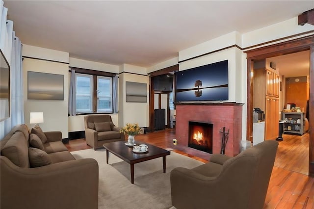 living room with light wood-type flooring