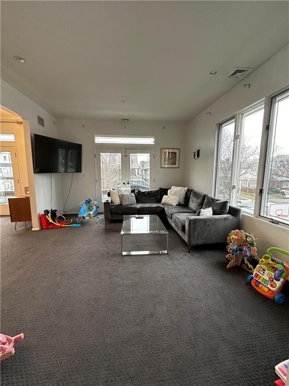 living room featuring carpet flooring