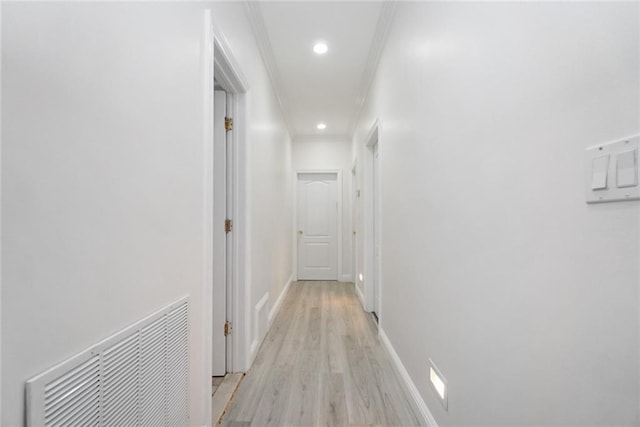 1736 E 2nd St, Brooklyn, NY 11223 - hall with recessed lighting, light wood finished floors, visible vents, ornamental molding, and baseboards