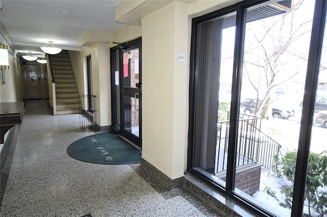 building lobby featuring stairs