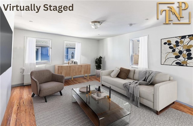 14 Webers Ct, Brooklyn, NY 11235 - living area featuring wood finished floors and baseboards
