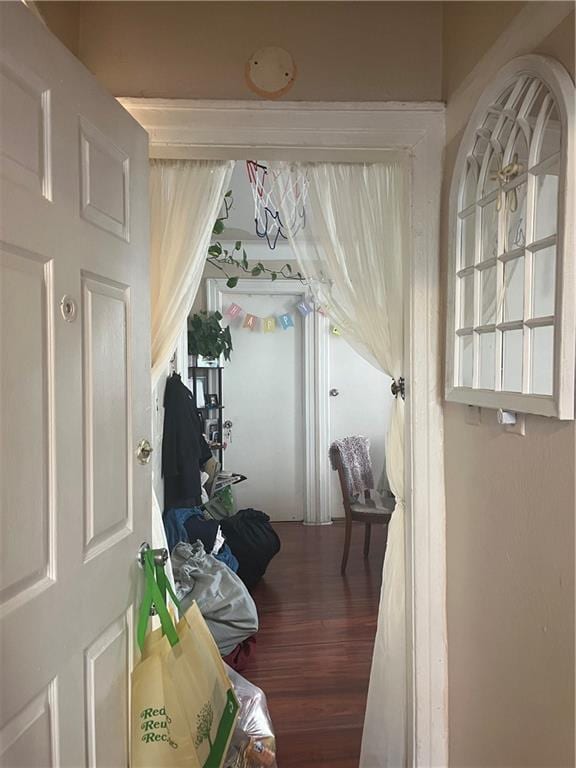 hallway with wood-type flooring