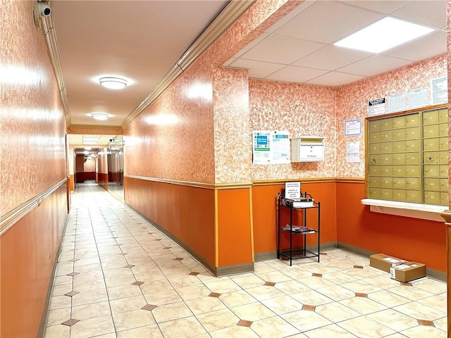 reception area featuring mail boxes