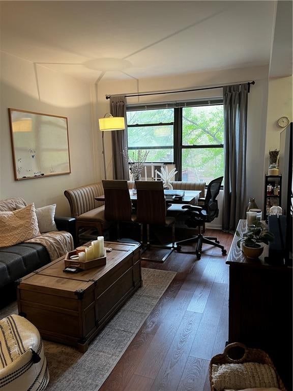 living room featuring dark hardwood / wood-style flooring