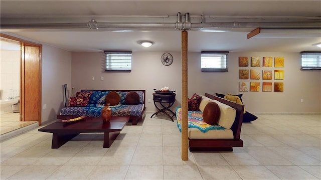 view of tiled living room