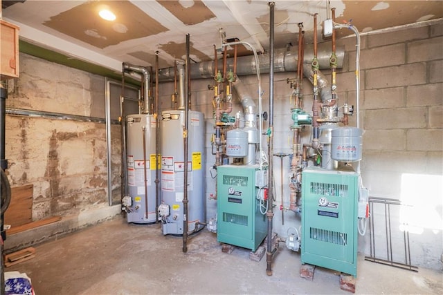 utility room with gas water heater