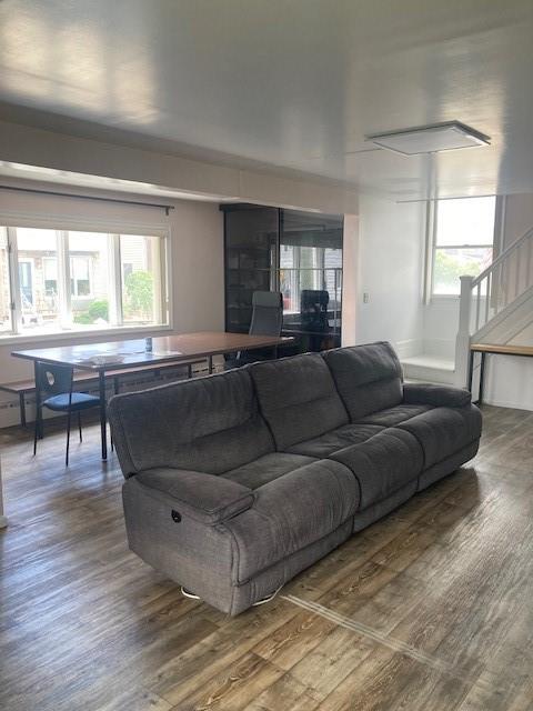 living room with hardwood / wood-style floors