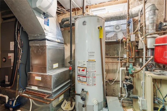 utility room with water heater