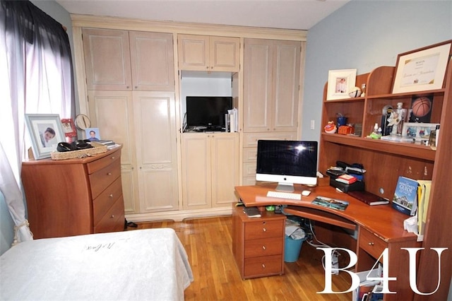 bedroom with light wood-style flooring