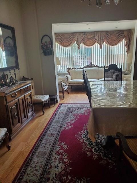 dining area with light hardwood / wood-style floors and a healthy amount of sunlight