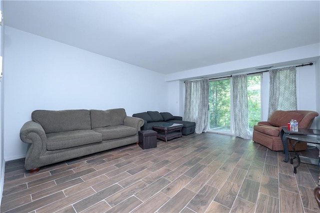 living room with hardwood / wood-style floors